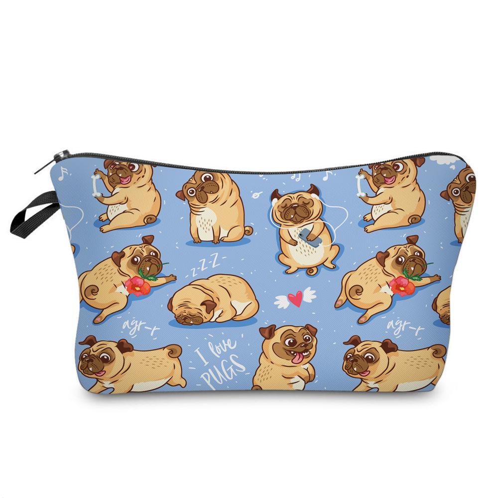 Women Dog Print Cosmetic Bag Toiletries Organize Travel Storage Case 6698 KTB