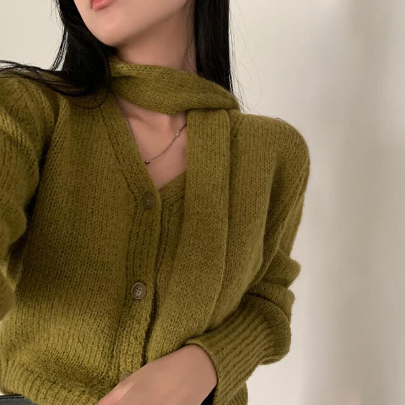 Elegantní Zimní Nové Retro Svetry s Dlouhým Rukávem a Výstřihem do V Dámská Móda Slim Fit Dlouhý Rukáv Dámské Svetrové Bundy Jednobarevné Ležérní Krátké Svetry 25530