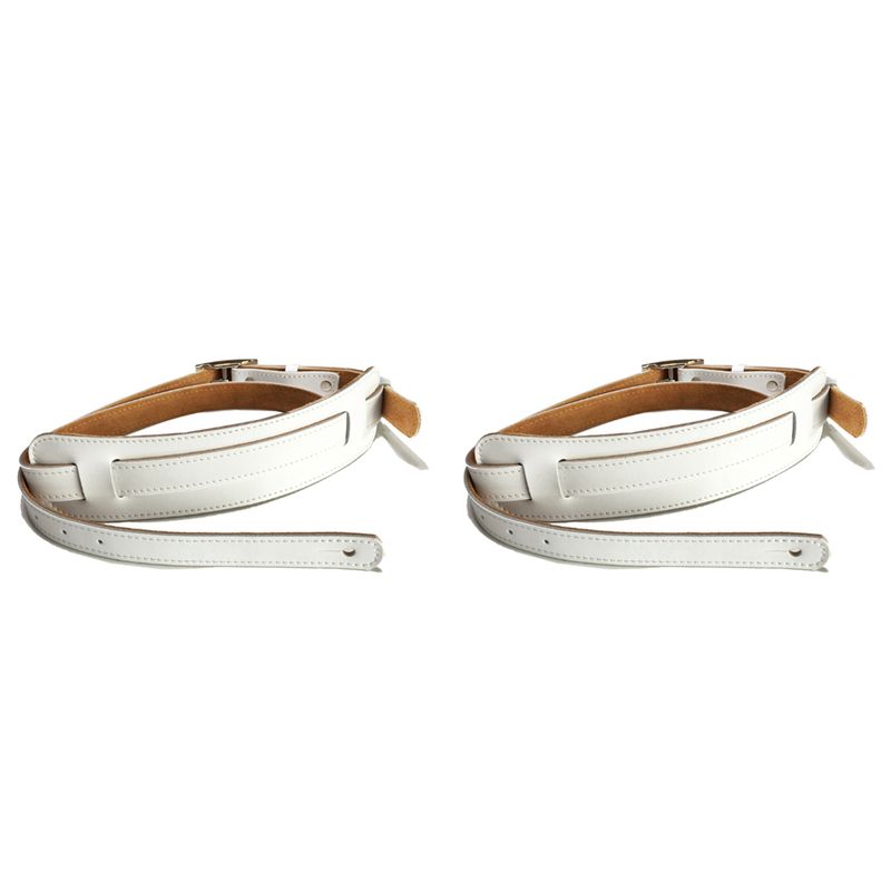 

Classy-2X Durable Leather And Metal Buckle Electric Guitar Strap Belt Shoulder Pad Adjustable Vintage Guitar Straps-White Color белый