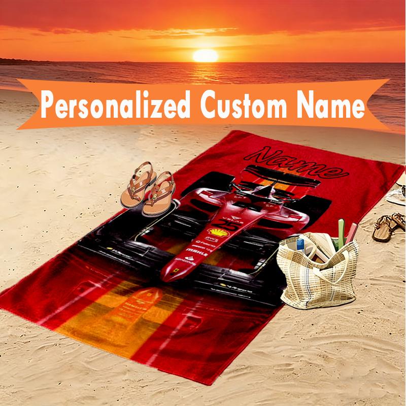 1pc F1 Racing Car (19) Beach Towel Ideal Birthday Gift For Family, Custom Name or Text Beach Towel