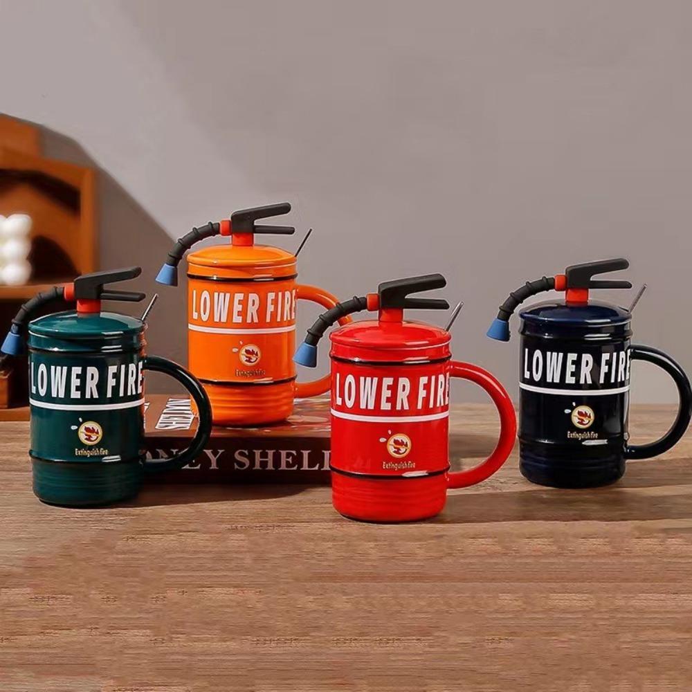Creative Oil Tank Mug Personalized Ceramic Cup Funny Water Cup Couple Cup Large Capacity with Lid with Straw Gift