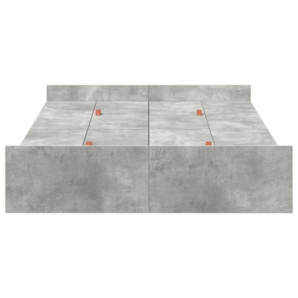 Storage Bed Frame Concrete Grey 120 x 190 cm Particleboard