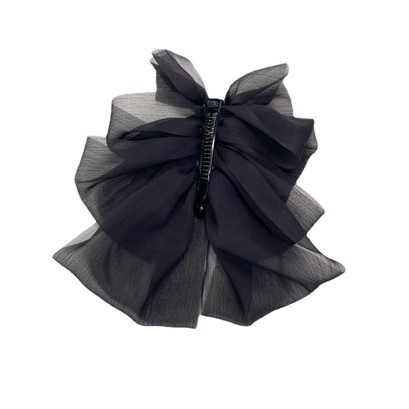 French Elegant Banana Clip with Mesh Bow for Women