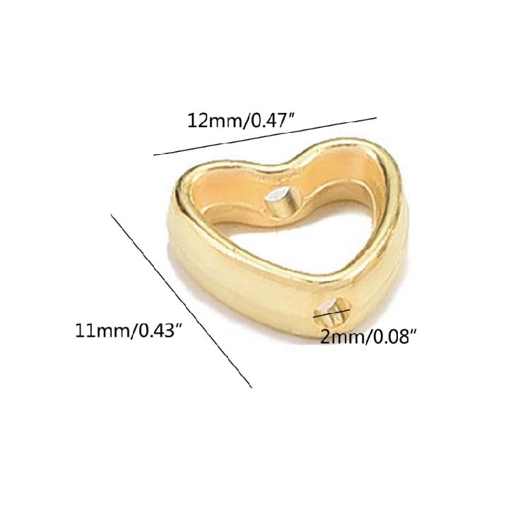 Pack of 50 Fashionable Heart Shaped Double Hole Beads CCB Material Hollow Hearts