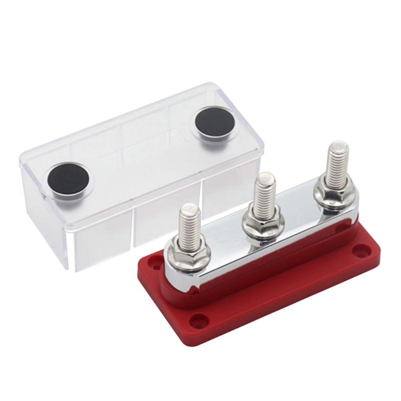 3/8" 3 Stud Power Distribution Block,Bus Bar with Cover ,High Current Wiring Stud for Marine Boats Automobiles