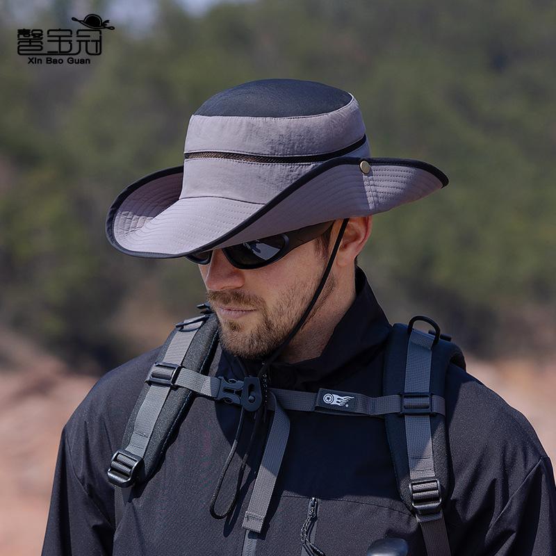 9248 summer big brim sun hat children outdoor mountaineering fishing sun protection hat men's color matching quick drying bucket hat