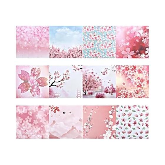 Double-Sided Origami Double-sided Pattern Cute Cherry Blossom Colorful Origami Set 100 Squares 15x15cm Colorful Decoration DIY Paper Art Children's