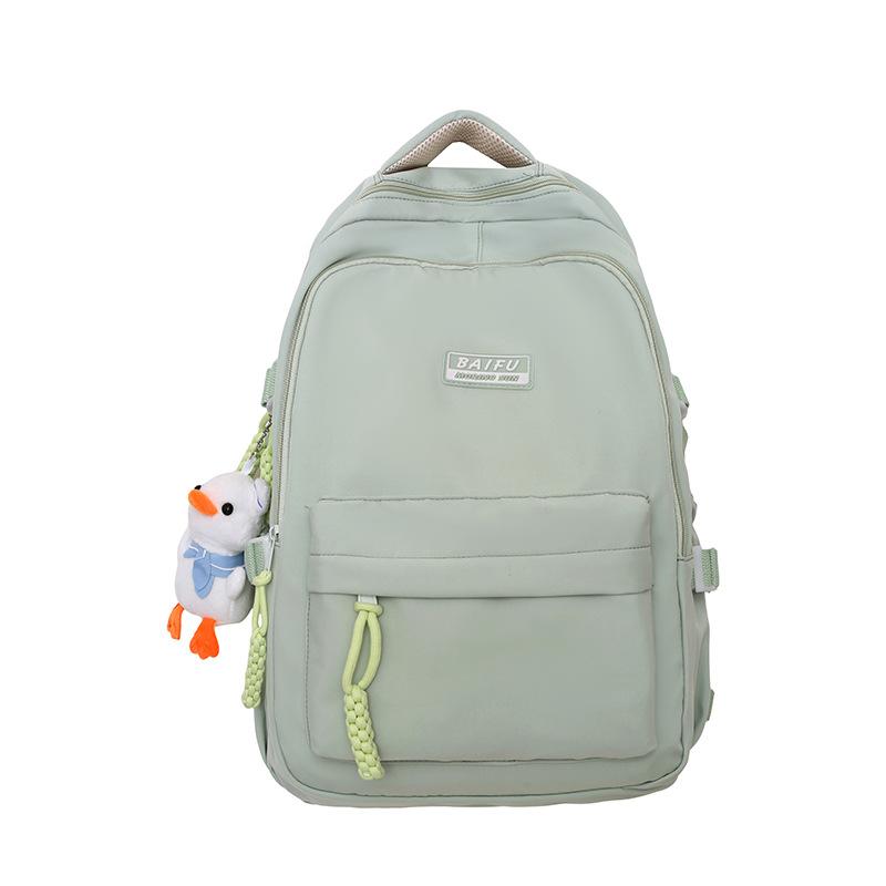 Schoolbag Japanese Simple Solid Color Backpack Women's New Fashion Versatile Large Capacity Junior High School Student Schoolbag Tide Ins