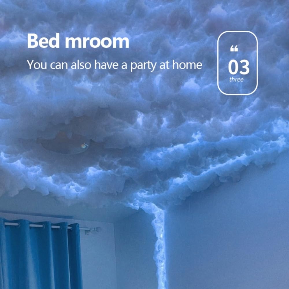 3D Thunder Cloud LED Light Kit, DIY Creative Thunder Cloud Lamp Wall with Remote Control, Colorful Atmosphere Night Light(5m)