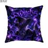 2D Flat 1pcHalloween Gothic Witch Throw Pillow Covers Violet Pillowcases One Sided Printing Without Pillow Inserts Sofa Bed Decor for Bedroom Living R