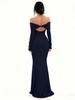 2026 Autumn One-Shoulder Slit Long Sleeve Slim Fit Socialite Dress