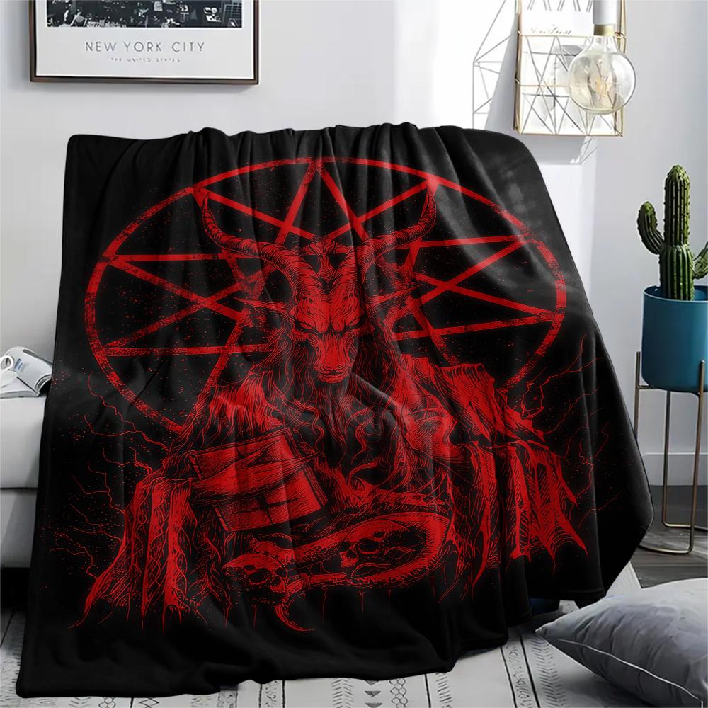 1 Stück Flannelldecke mit Satansymbol-Aufdruck, Hohe Qualität für alle Jahreszeiten, Heimdekoration, Wärme und Komfort, Perfekt für Weihnachtsgeschenke