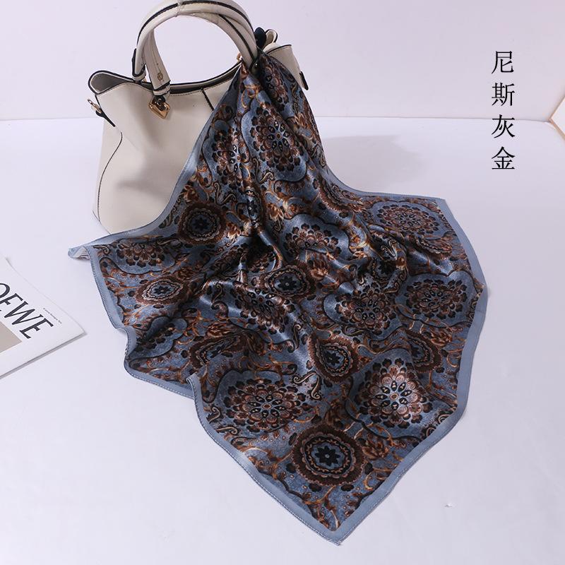 

100% Pure Silk Scarf Women Bandana 70cm Female Hair Scarf Horse Design Handkerchief Natural Silk Square Neckerchief Lady Gift 70x70cm