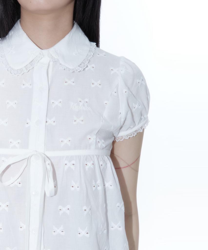 Kasiko Puff Sleeve Lace Shirt White
