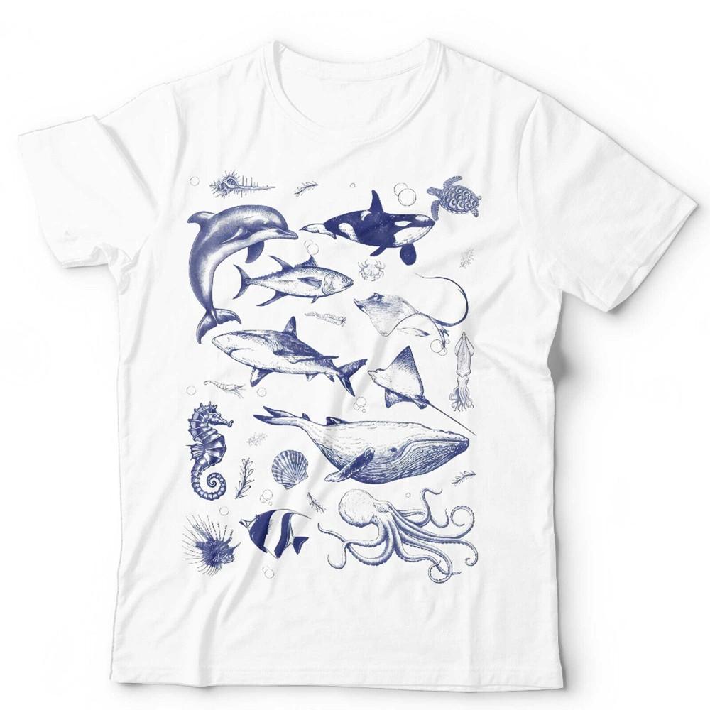 Vintage Sea Life Tshirt Unisex and Kids Retro Killer Whale Turtle Ocean Orca Fish