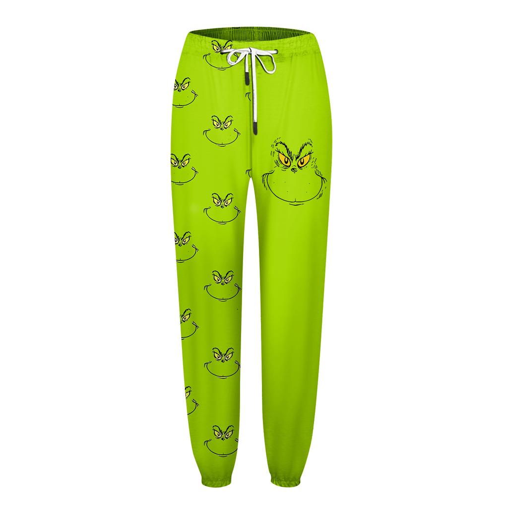 Pantaloni della tuta casual tinta unita con coulisse in vita, alla moda natalizia da donna