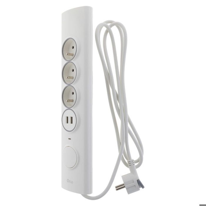 Ecksteckdosenleiste 3p 16a + 1p 16a seitlich + 2 USB Überspannungsschutz vorverdrahtet - weiß - otio