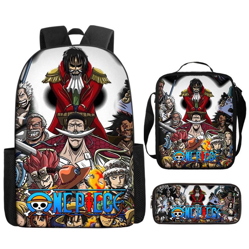 One Piece One Piece Backpack Primary And Secondary School Schoolbag Voyager King Backpack Cartoon Schoolbag Three-Piece Set