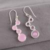Rose Chalcedony Gemstone  925 Sterling Silver Handcrafted Jewelry Earrings 2" EE-161-15