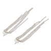 2 Stück Bogenförmige Lineare Strass Hängeohrringe Damen Legierung Exquisite Modische Lange Quastenohrringe Schmuck Silber