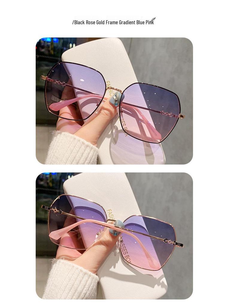 Korean-Style Women's Polarized Sunglasses: Street Chic, UV Protection, Retro Large Frame, Perfect for a Round Face