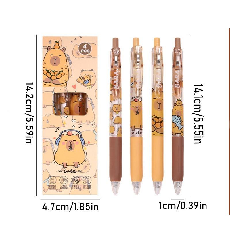 4Pcs Cute Cartoon Capybara Erasable Neutral Pen 0.5mm Student School Office Stationery Washable Writing Pen