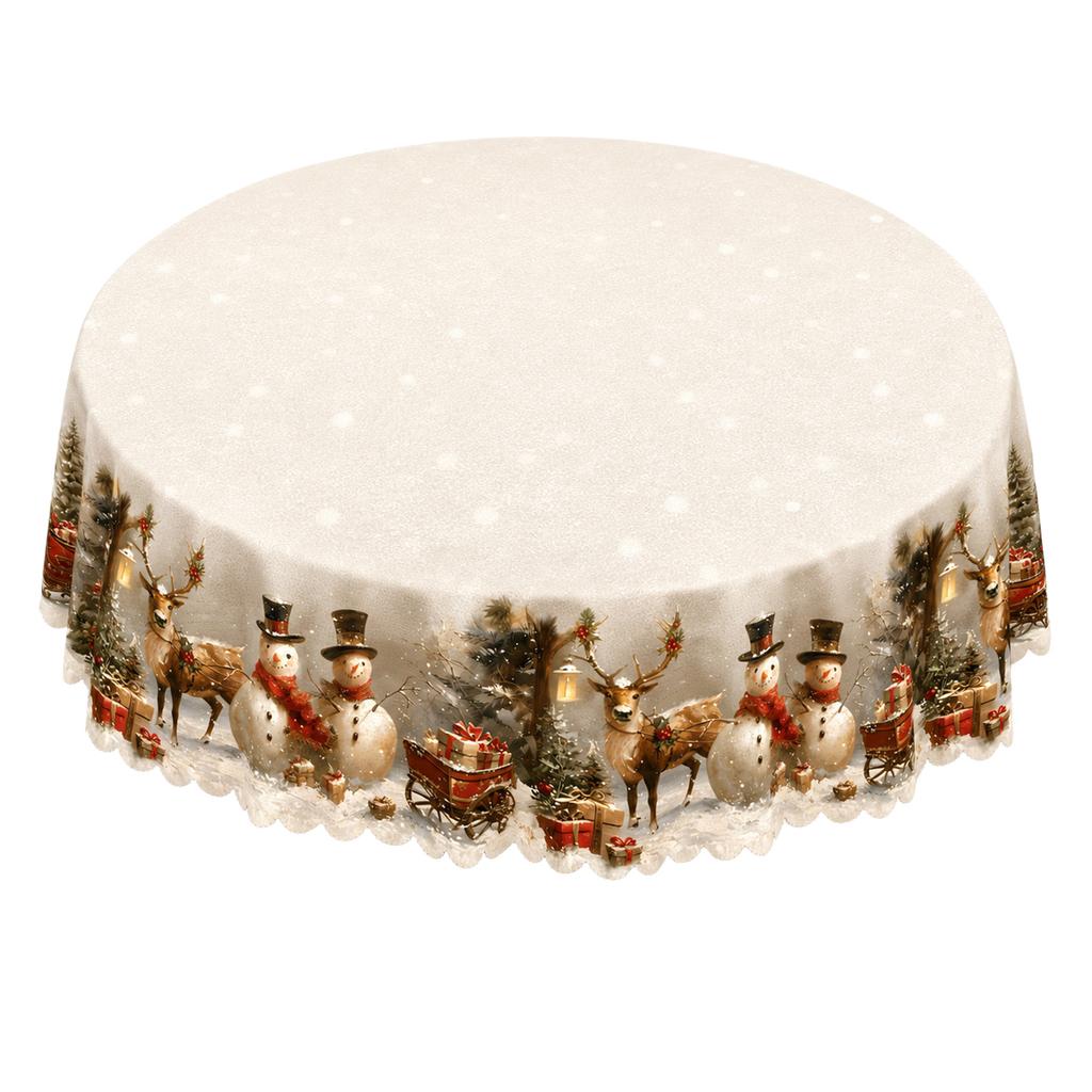 Christmas Tablecloth with Holiday Decorations for Dining Table and Placemat