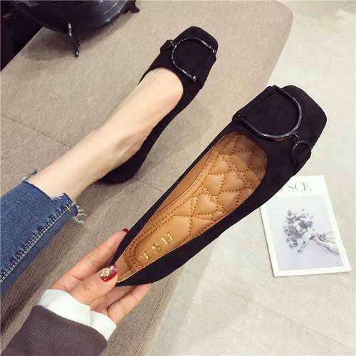 

Fashion Flat Shoes for Women Spring 2025 New Suede Square Toe Shallow Cut Flat Bottomed Lefu Soft Bean Shoes Ladies big size 44 45 46 31 чёрный