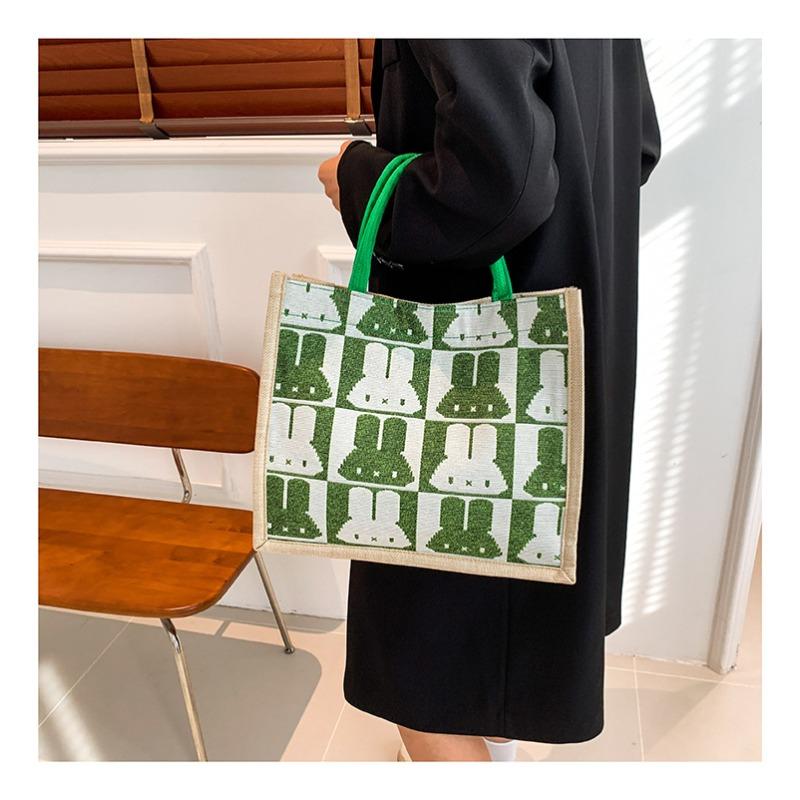 Women's Bag Simple Pure Linen Fashion Portable Magnetic Buckle Single Shoulder Bag Rabbit Bag