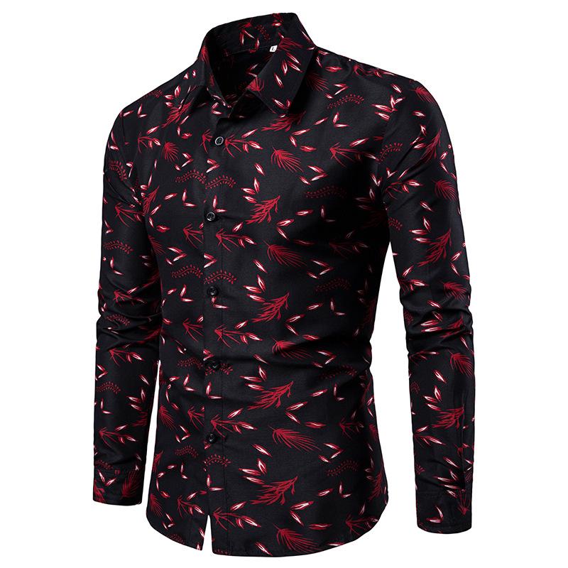 Spring Autumn Men's Lapel Dragon Pattern Shirt Fashion Print Long Sleeve Men Shirts