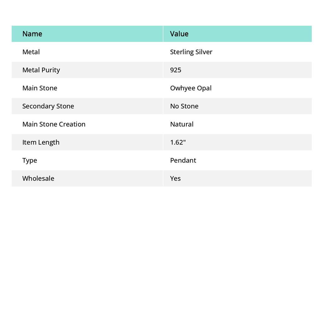 Natural Owhyee Opal Gemstone 925 Sterling Silver Jewelry Pendant 1.62" r7J45