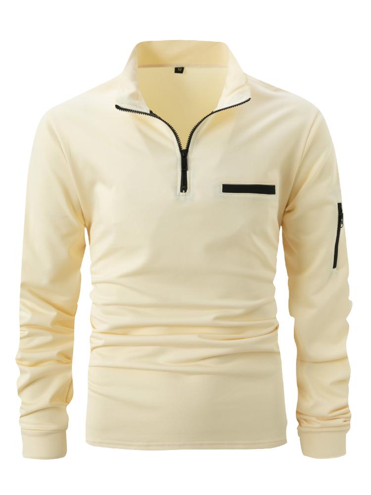 Pánské jarní a podzimní polo tričko, zip na rukávu, sportovní polo tričko