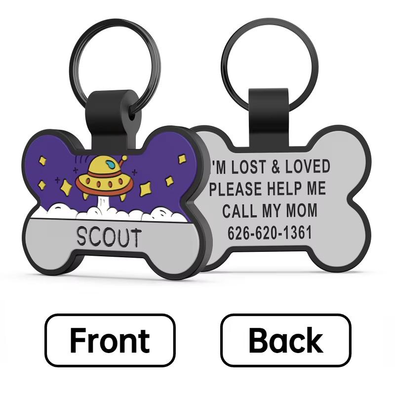 Custom Silicone Pet ID Tag Personalized Cute Bone Shape Dog Tag with Name & Phone Number Anti-Lost Collar Pendant for Dogs Cats