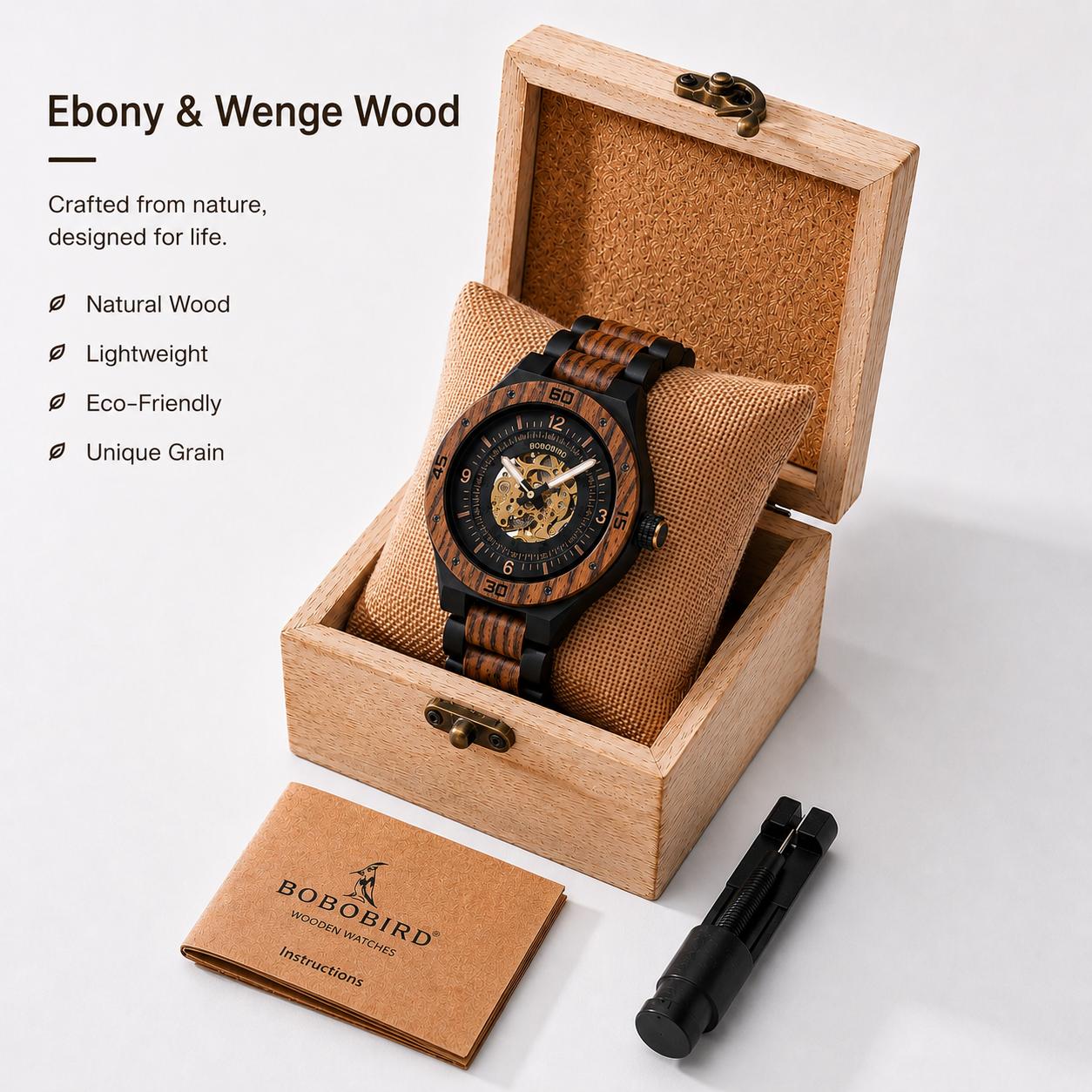 BOBO BIRD Men`s Automatic Mechanical Wooden