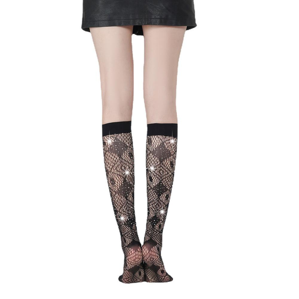 European and American Style Women's White Diamond Mid-Tube Socks - TZ5009