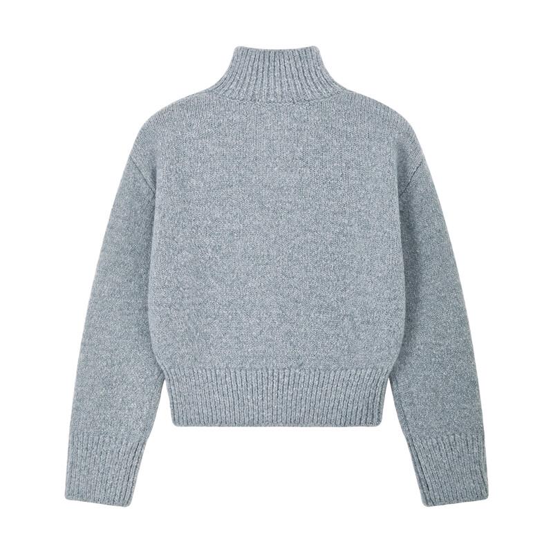 ELLE KIDS Girls' Retro Stand-Up Collar Knit Sweater