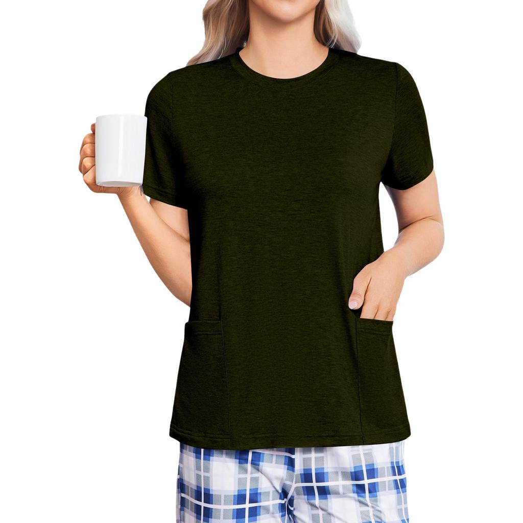 Camicia da donna post-operatoria a maniche corte colorata con chiusura posteriore e tasca