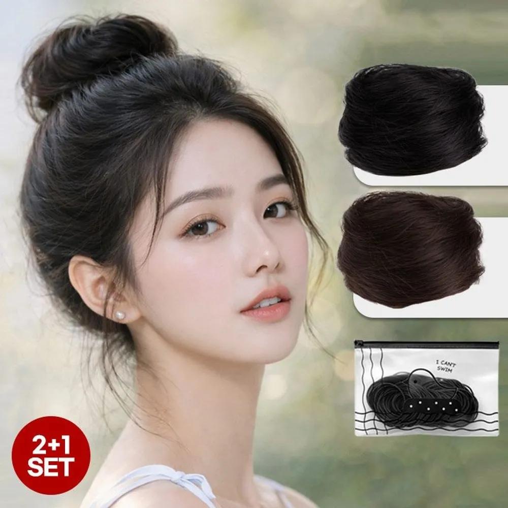Парик Envy 3-Second Bun 2+1 Прическа Низкий пучок Объемная накладка на волосы 3-Second Bun 3 Types Brown + Brown