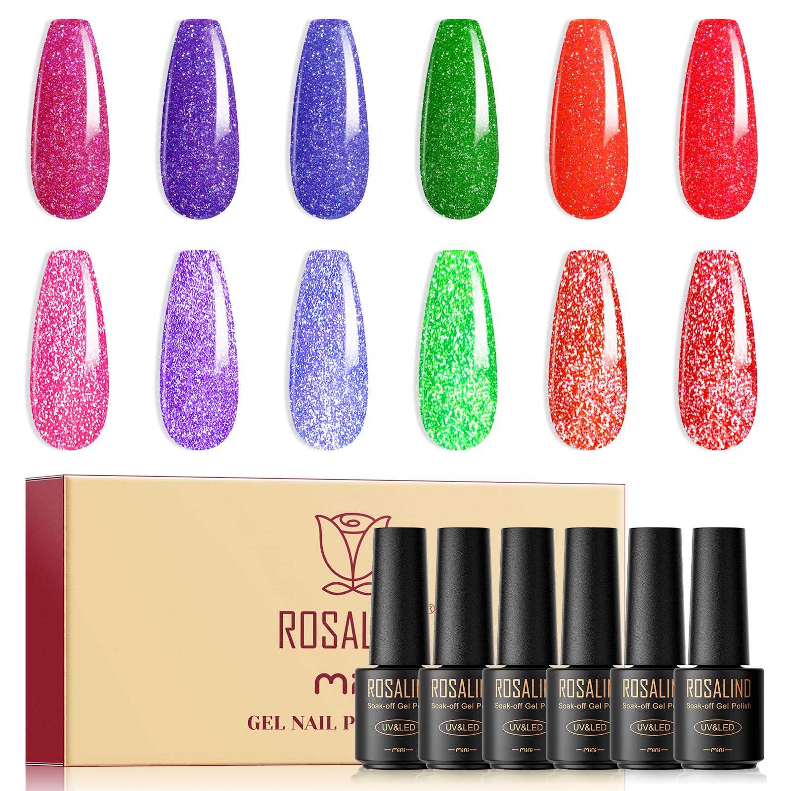 

ROSALIND 6 шт. Напівперманентний лак для нігтів Гель-лаки Nail Art Soak Off Набір гель-лаків зі світлодіодним ультрафіолетовим світлом