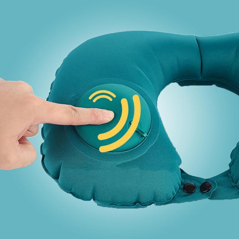 Car Portable Neck Protection U-shaped Compression Inflatable Pillow, Outdoor Nap, Camping, Travel Flocking PVC Airplane Pillow