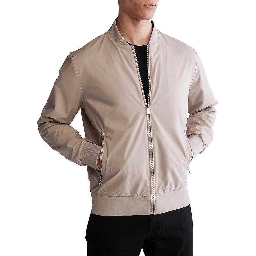 Calvin Klein Solid Color Minimalist Comfortable Windproof Baseball Collar Zipper Long Sleeve Jacket Men Jackets Khaki 40FP512-020