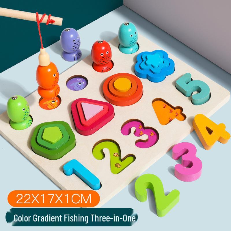 

Multifunctional Wooden Puzzle & Magnetic Fishing Toy for Early Education