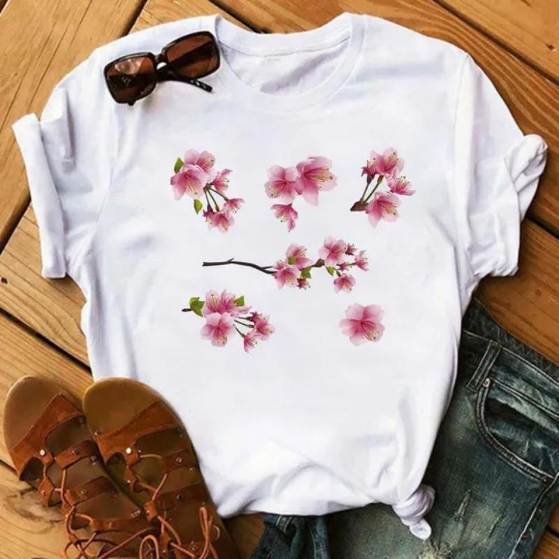 High-Quality Cotton Cute Mushroom Print Women's T-Shirt Retro Fashion Casual Summer New Short-Sleeved Women's Clothing