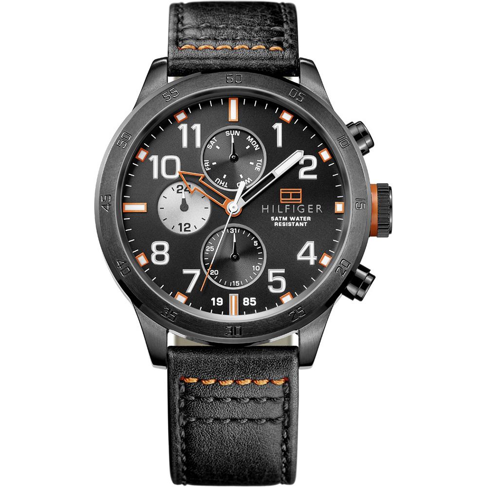 

Tommy Hilfiger Trent Black Dial Black Leather Strap Men s Quartz Watch 1791136 чёрный