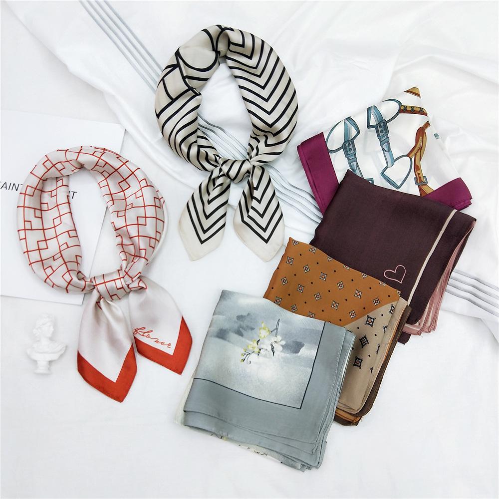 70 Stripes Small Silk Scarf - Women's Spring/Summer/Autumn Versatile Korean Neck Protection Neck Scarf