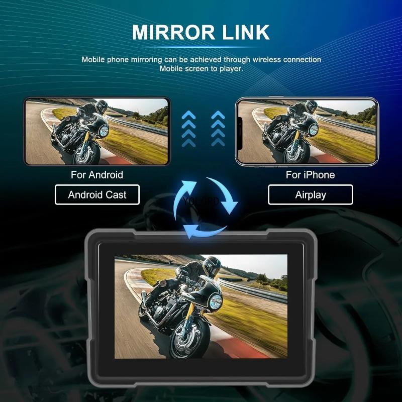 5 Inch Portable Motorcycle Wireless Carplay & Android Auto IPX7 Video Recorder Bluetooth DVR 5.0 Display Screen Navigator