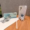 Reno5lite Glitter Astronaut Holder Plating Silicone Case For Oppo Reno 5 6 7 8 Lite 5lite 8t Reno7 A54 A74 4g 5g Lanyard Cover