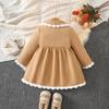 Children's Clothing New Autumn Winter Girls' Lace Bow Single-Breasted Jacket