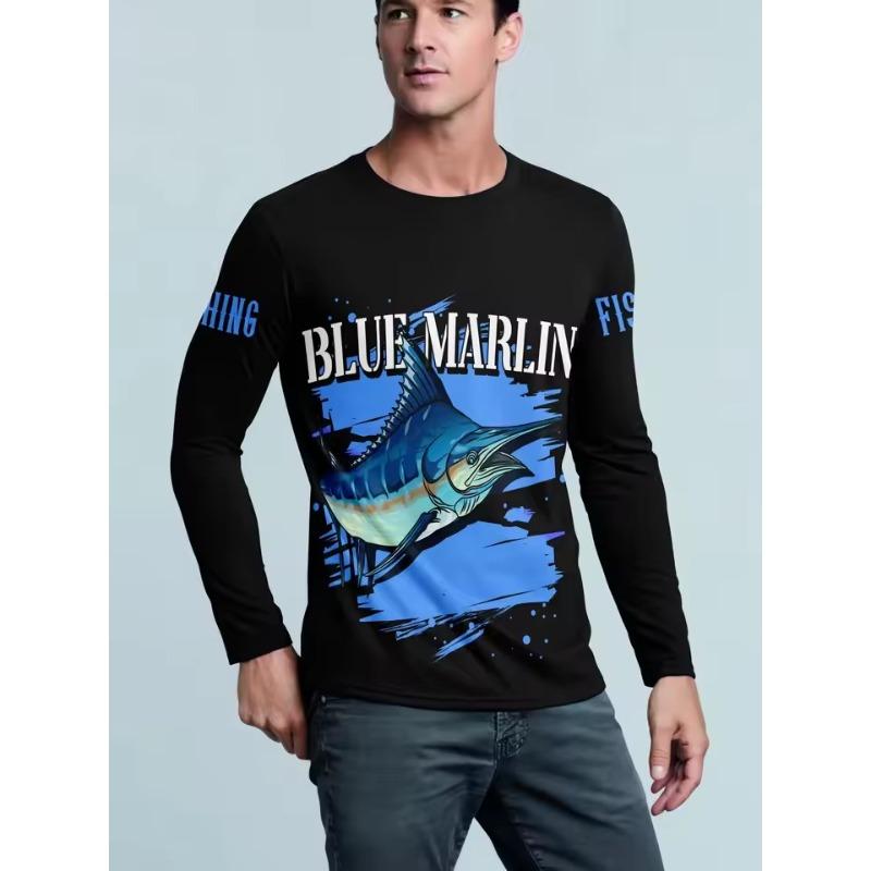 Men's O Neck Long Sleeves Full Body Fish Pattern Moisture Absorption Quick-Drying Fishing Hiking Bicycles Sports 3D T-Shirts
