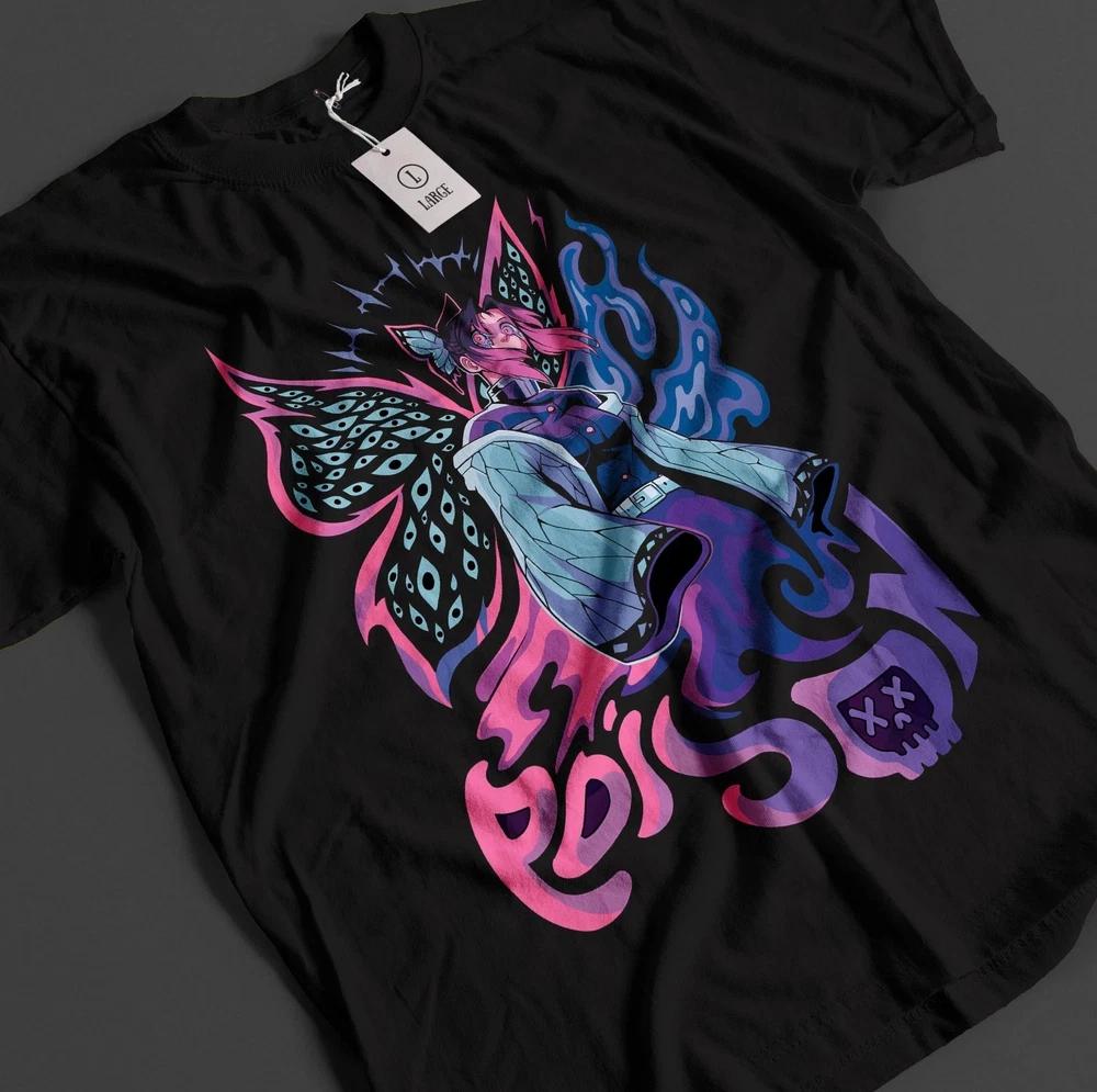 Anime Demon Slayer Shinobu Kocho Poison Graphic Black TShirt Size S4XL S